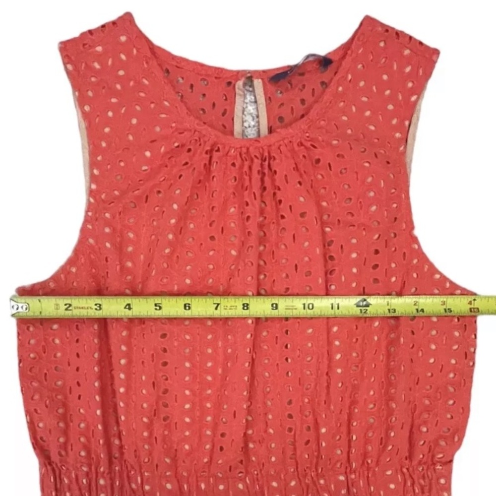 Anthropologie Peter Som desigNation Orange Eyelet Dress Small Pockets Sleeveless - Picture 5 of 9
